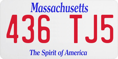 MA license plate 436TJ5