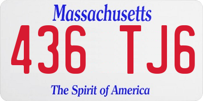 MA license plate 436TJ6