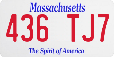 MA license plate 436TJ7
