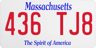 MA license plate 436TJ8
