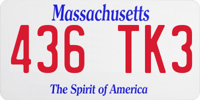MA license plate 436TK3