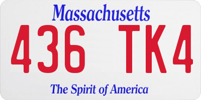 MA license plate 436TK4