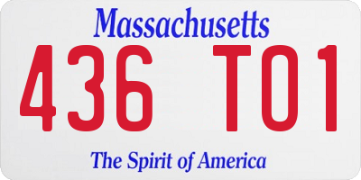 MA license plate 436TO1