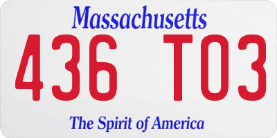 MA license plate 436TO3