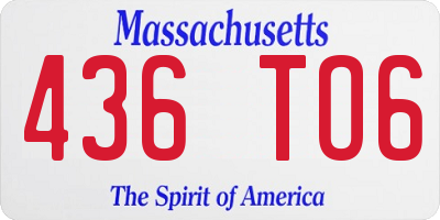 MA license plate 436TO6