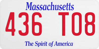 MA license plate 436TO8