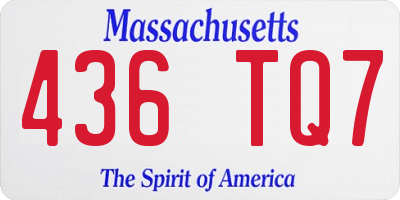 MA license plate 436TQ7