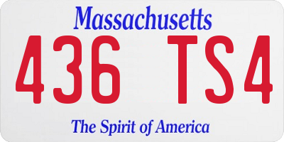 MA license plate 436TS4