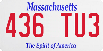 MA license plate 436TU3