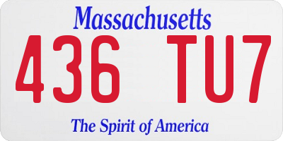 MA license plate 436TU7