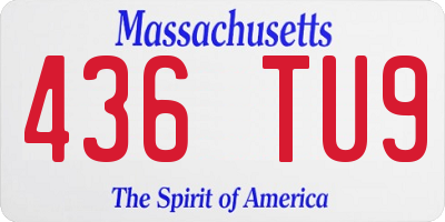 MA license plate 436TU9