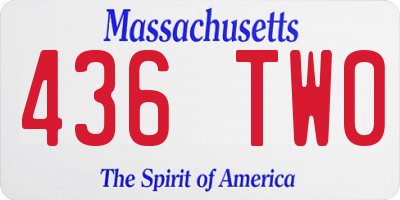 MA license plate 436TW0