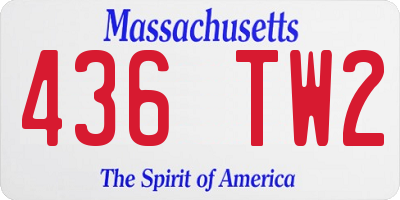 MA license plate 436TW2