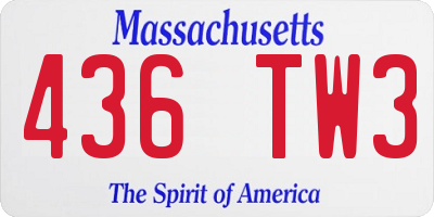 MA license plate 436TW3