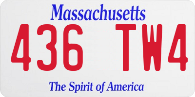 MA license plate 436TW4