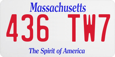 MA license plate 436TW7