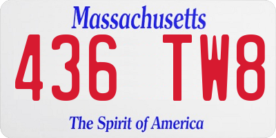 MA license plate 436TW8