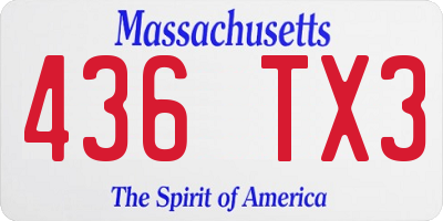 MA license plate 436TX3