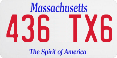 MA license plate 436TX6