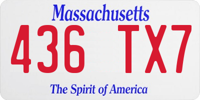 MA license plate 436TX7