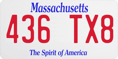 MA license plate 436TX8