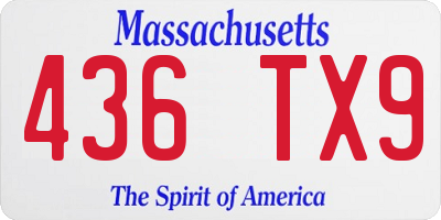 MA license plate 436TX9