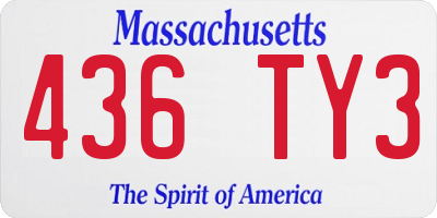 MA license plate 436TY3