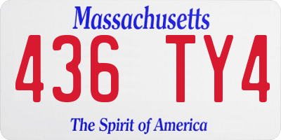 MA license plate 436TY4