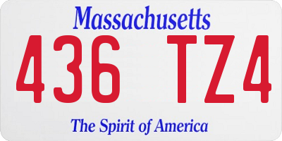 MA license plate 436TZ4