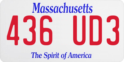 MA license plate 436UD3