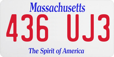 MA license plate 436UJ3