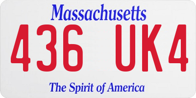 MA license plate 436UK4