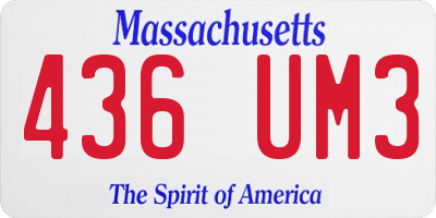 MA license plate 436UM3