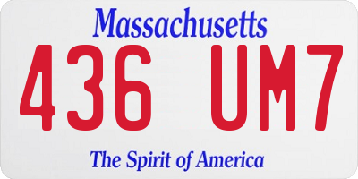MA license plate 436UM7