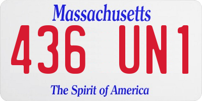 MA license plate 436UN1