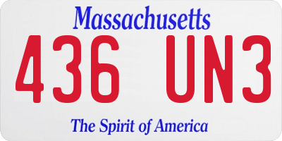 MA license plate 436UN3