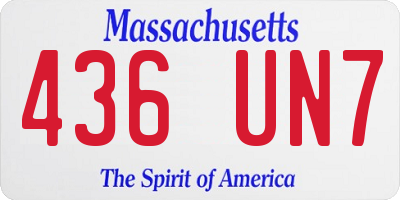 MA license plate 436UN7