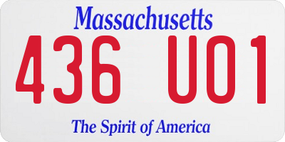 MA license plate 436UO1