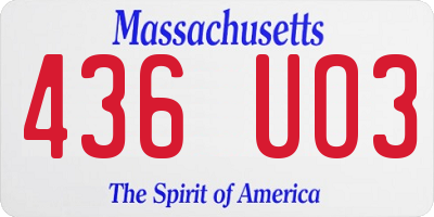 MA license plate 436UO3