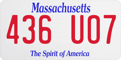 MA license plate 436UO7