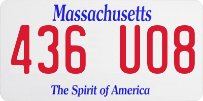 MA license plate 436UO8
