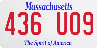MA license plate 436UO9