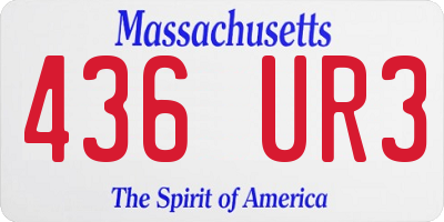 MA license plate 436UR3