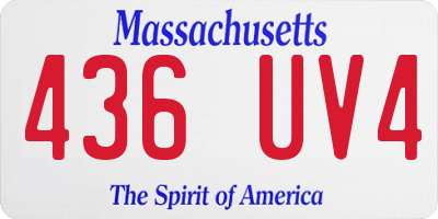 MA license plate 436UV4