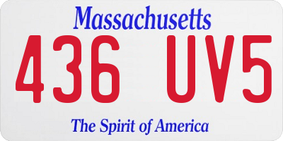 MA license plate 436UV5