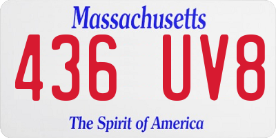 MA license plate 436UV8