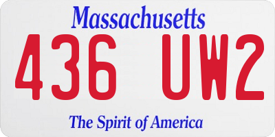 MA license plate 436UW2