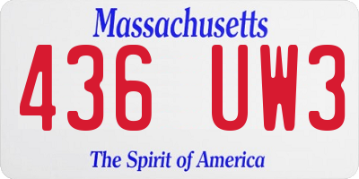 MA license plate 436UW3