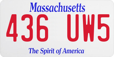 MA license plate 436UW5
