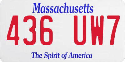 MA license plate 436UW7